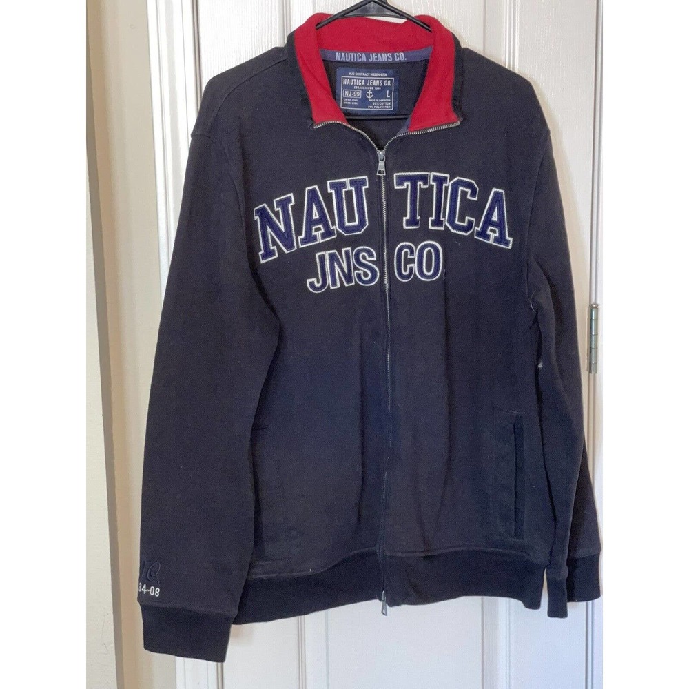 Men’s Nautica Jeans‎ Co. Black Mock Neck Long Sleeve Full Zip Jacket Size Large